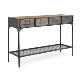 Consolle Store 4 cassetti 1 ripiano in stile industriale