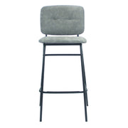 Sgabello in ecopelle grigio con gambe nere Comodo e moderno