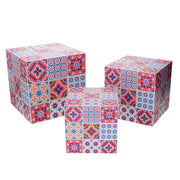 Faux leather box 1-3 multicolor pattern square cm24x24h24