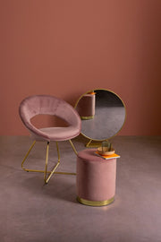 Pouf in velluto Rosa Antico LUCILLA diametro 35x h40 cm