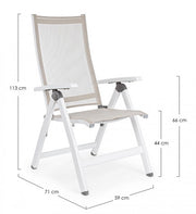 Poltrona per esterno Pieghevole CRUISE Bianco 59x71x h 113 cm