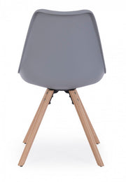 Sedia moderna legno plastica similpelle grigio New trend cm 59 x 49 x 83,5