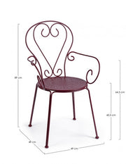 Sedia con braccioli Etienne Bordeaux impilabile
