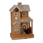 Casetta legno con led naturale cm19x12h30,7