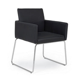 Sedia con braccioli in similpelle Nero SIXTY 60x54x h80,5 cm