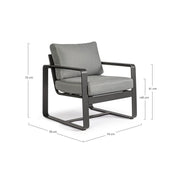 Poltrona da giardino in alluminio Antracite MERRIGAN YK13 74x78x h84 cm