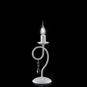 Lumetto in ferro Bianco una luce decorazione shabby strass 13x h32 cm