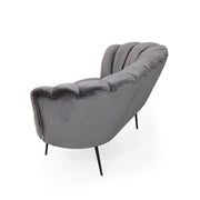 Divano due posti in tessuto Grigio Fumo a conchiglia OREL 135x76,5x h79 cm