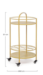 Carrello per bottiglie in acciaio Giallo Ocra
