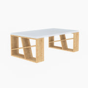 Tavolino da salotto rettangolare Honey con piano bianco e gambe rovere L 105 x P 60 x H 40 cm