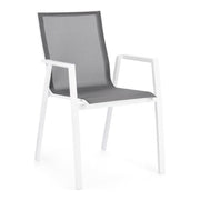 Sedia Con Braccioli Krion Bianco In Alluminio