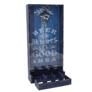 Apribottiglie legno blu rettangolare cm19x38,5x7,5