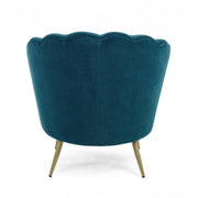 Poltrona vintage retro in velluto blu pavone cm 80 x 76 x84 h