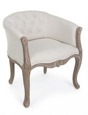 Poltrona classica legno e tessuto naturale Diva