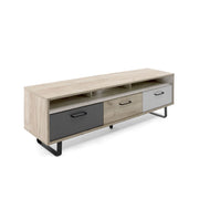 Base Porta TV con 3 ante a ribalta colore rovere e grigio 160x35xh.53 cm