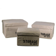 Scatole 3 in tessuto crema storage rettangolare