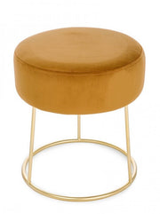 Pouf in velluto Giallo Ocra CLARISSA diametro 35x h40 cm