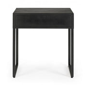 Tavolino nero 1 cassetto in legno stile industriale 50x35x55