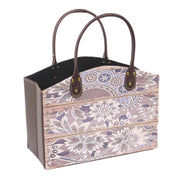 Rectangular magazine rack in gray eco-leather with flowers cm33,5x15,5h25,5