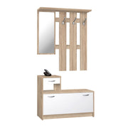 Mobile guardaroba da ingresso bianco e rovere sonoma 100x25xh.180 cm EFFEZ