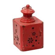 Lanterna metallo rosso albero quadro cm13x13h22,5