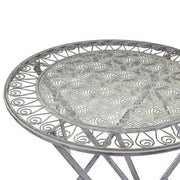 Set Tavolo metallo Ragusa grigio tondo con 2 sedie pieghevoli cm ø70h76