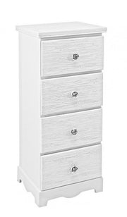 Cassettiera da camera in MDF quattro cassetti Bianca BLANC 31,5x26x h80 cm