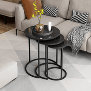 Set tavolini da salotto Gloria effetto marmo nero