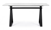 Tavolo bianco acciaio e vetro effetto marmo stile design cm 160x90
