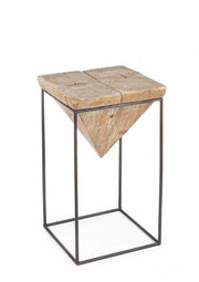 Sgabello in acciaio seduta in legno di abete PRISMY 31x31xh.55 cm