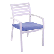 Poltrona alluminio Boston bianco con cuscino grigio