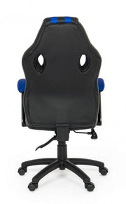 Poltrona ufficio con braccioli Spider blu in similpelle