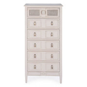 Cassettiera stretta da camera in legno sei cassetti Bianca EUNICE 56x36x h119 cm
