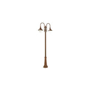 Lampione 2 luci struttura in pressofusione di alluminio ruggine h.230 cm