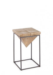 Sgabello in acciaio seduta in legno di abete PRISMY 25,5x25,5x h46 cm