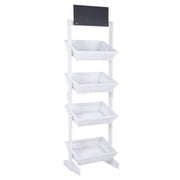 Espositore rustico Darik 4 cesti in vimini bianco