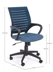 Sedia da ufficio blu con ruote e braccioli