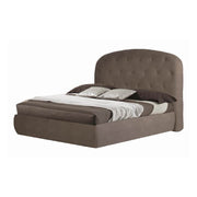 Letto matrimoniale contenitore con testiera arrotondata Button1 visone
