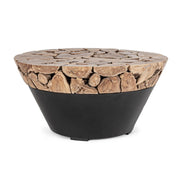 Tavolino in legno e acciaio stile industriale cm Ø90x45h