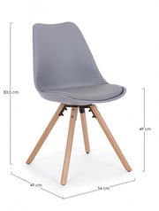 Sedia moderna legno plastica similpelle grigio New trend cm 59 x 49 x 83,5