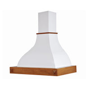 Cappa cucina rustica bianca DIAMANTE con cornice in legno intarsio colore noce evita cm 90