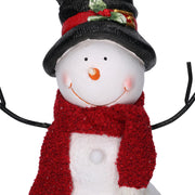 Pupazzo di neve resina con lanterna bianco con led cm37x19h44