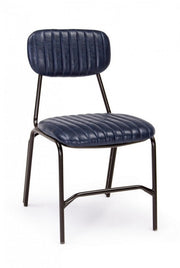 Sedia Debbie blu vintage in ecopelle