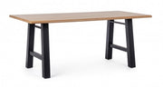 Tavolo nero in legno e acciaio stile industriale cm 180x90