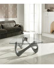 Tavolino trasparente-grigio 100 cm x 100 cm H. 42.5 cm