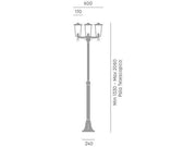 Lampada da terra in alluminio pressofuso con diffusori in vetro trasparente - Altezza max 185mm - IP43 - 3 lampade da 60W ruggine