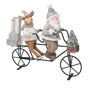 Babbo natale ceramica con renna grigio cm29,5x9,5h28