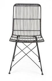 Sedia in stile contemporaneo in acciaio e kubu Nero LUCILA 45x55x h85 cm