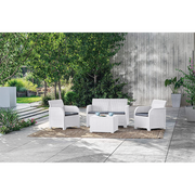 Keter Set 2 Poltrone + Divano + Tavolino contenitore ROSALIE LOUNGE bianco