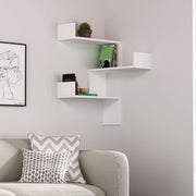 Libreria angolare a parete con 3 livelli bianca H 90 x P 22 x L 60 cm